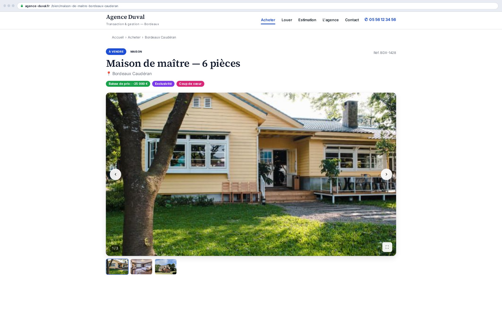 At the top of the listing: a visible price drop creates urgency that plain text never does