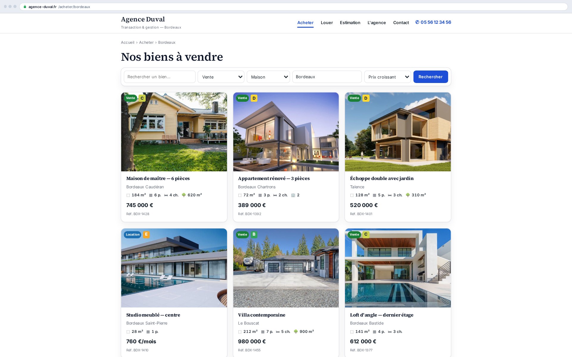 Grille de biens et barre de recherche : la page catalogue se pose en un shortcode