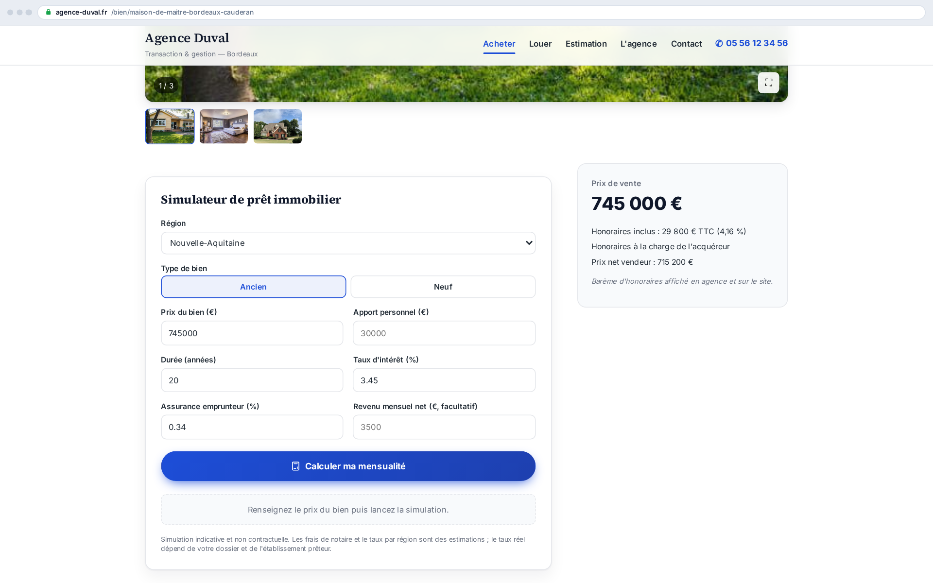 Automatically shown at the bottom of every listing, with the price pre-filled
