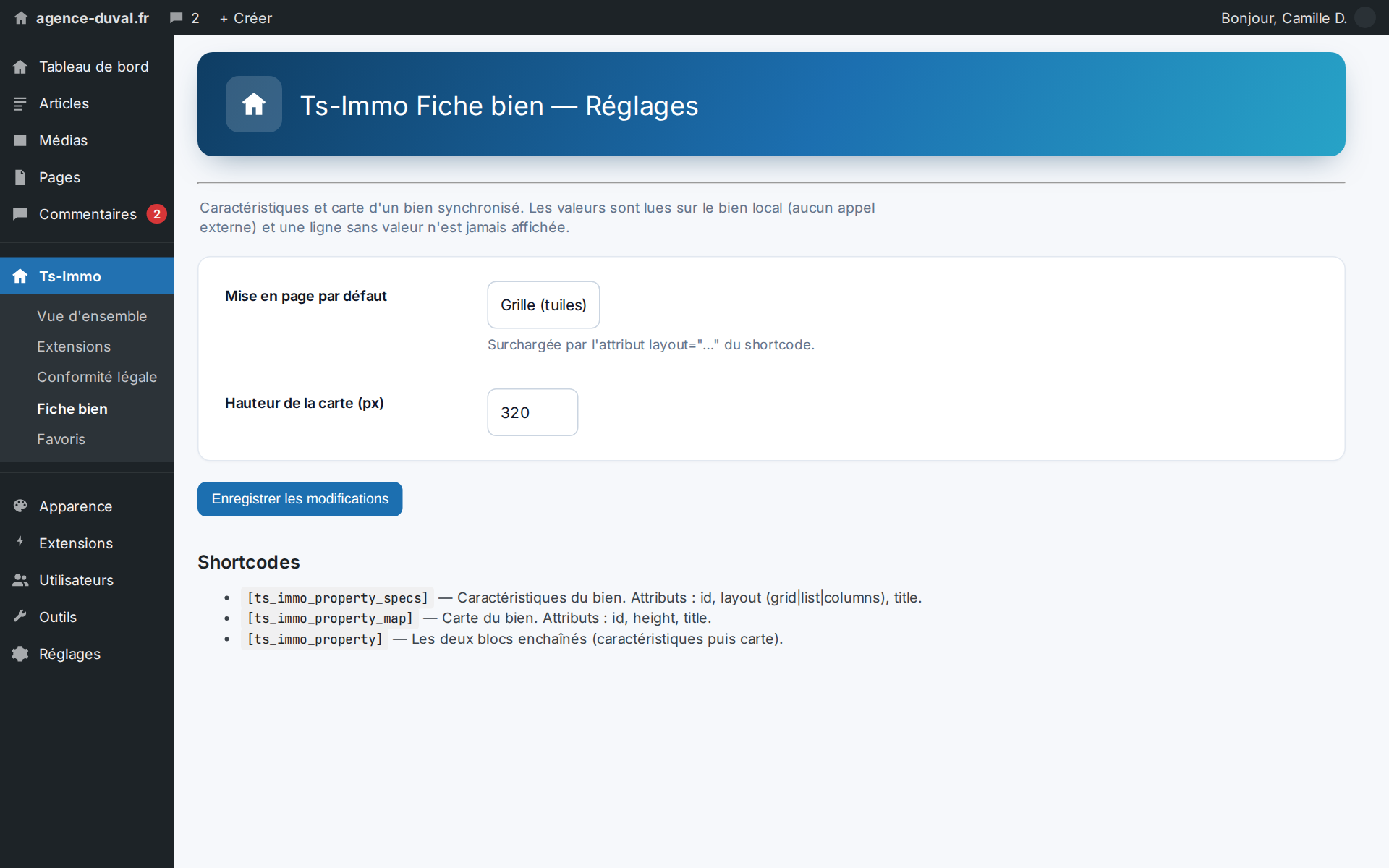 Three layouts to choose from, placed by shortcode — the theme delegates rendering to the add-on
