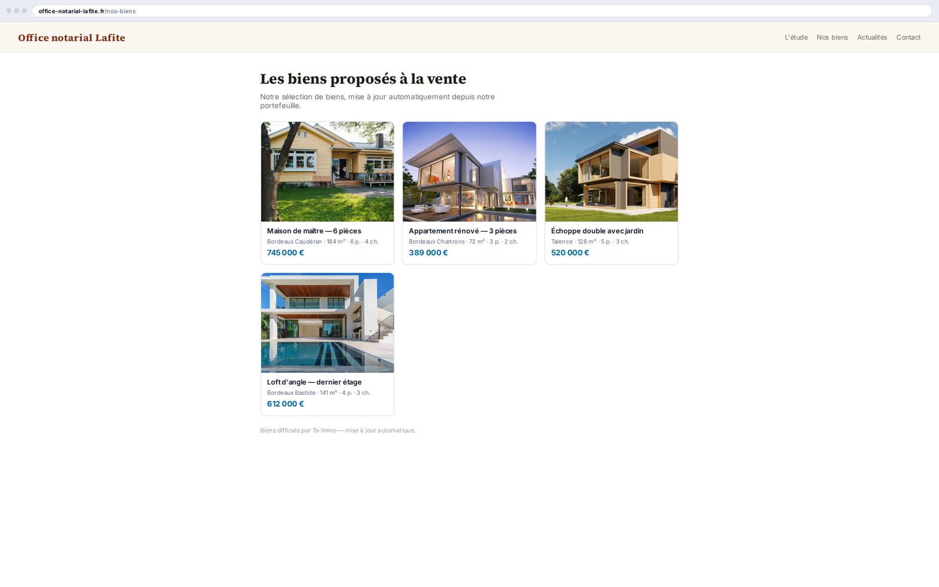 Vos biens s'affichent sur un site qui n'est pas le vôtre — partenaire, notaire, réseau