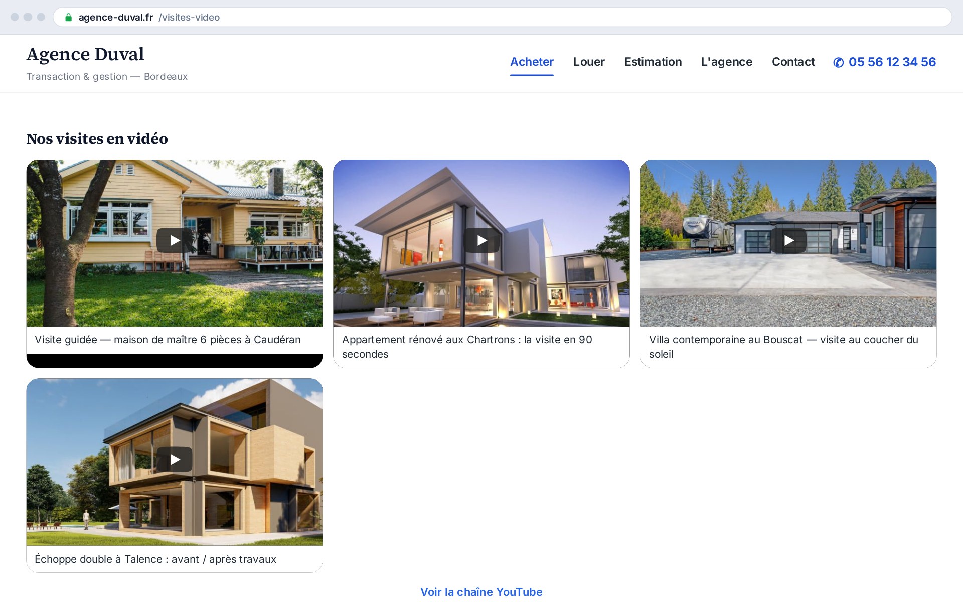 Your video tours shown on the site — and the channel that fills itself in